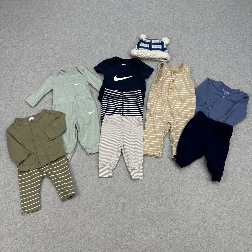 Baby Boy Clothing Bundle 3 Months Nike Neutral Basics Romper Tops Pants 11 Piece